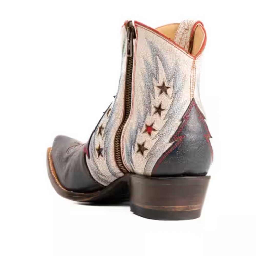Old Gringo Legacy Blue Zipper Bootie Boot embroidered inlay stars RTL $395 8.5 - Picture 6 of 15